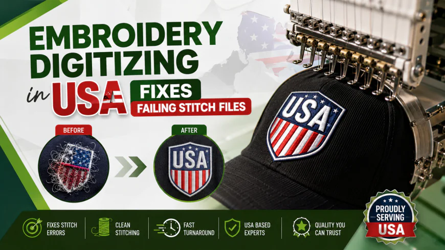 Embroidery Digitizing in USA Fixes Failing Stitch Files
