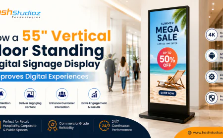 How a 55″ Vertical Floor Standing Digital Signage Display Improves Digital Experiences