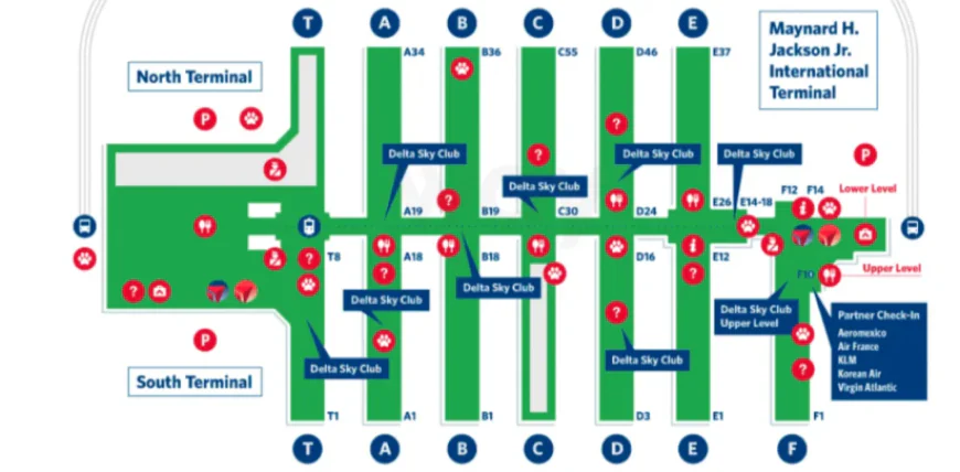 Atlanta Airport Domestic Terminal Map +1-888-738-0817