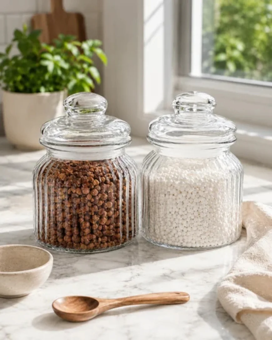 Using Glass Jars for Spices, Pulses, and Dry Fruits