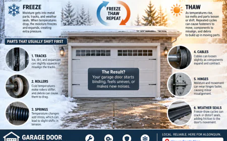 Why a Garage Door Starts Binding After a Freeze-Thaw Cycle and Which Parts Usually Shift First