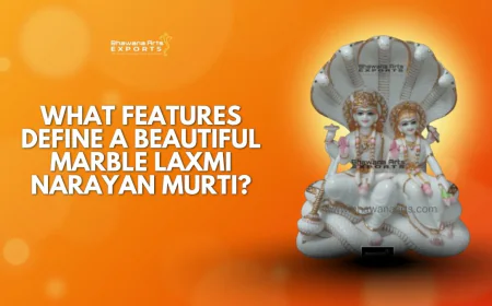 What Features Define a Beautiful Marble Laxmi Narayan Murti?