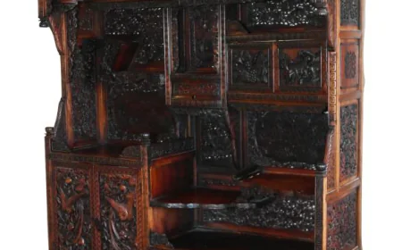 Japanese Carved Display Cabinet from the Meiji Period, Japan, Circa 1880
