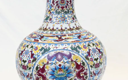 Large Chinese Famille Rose Dragon and Lotus Porcelain Vase