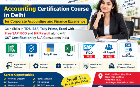 Accounting Certification Course in Delhi for Career Opportunities in Corporate Finance, Gain Knowledge of ITR & TDS, BSF, Tally Prime, GST, Excel with Free SAP FICO and HR Payroll Training by SLA Consultants India