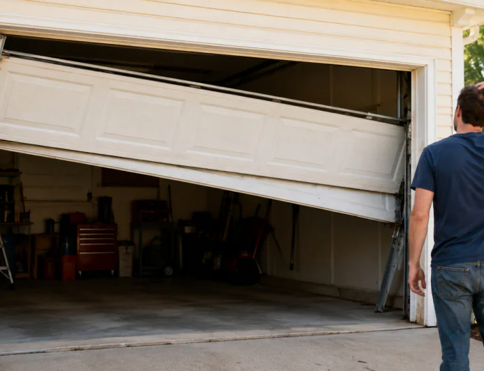 Your Garage Door Came Off Track After a Small Impact: Why Geneva Homeowners Should Not Try to Push It Back