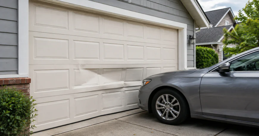 A Car Bumped Your Garage Door and Bent One Panel: Can Lake in the Hills Homeowners Avoid Replacing the Entire Door?