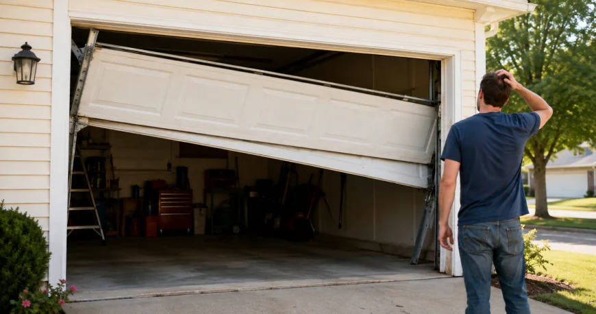 Your Garage Door Came Off Track After a Small Impact: Why Geneva Homeowners Should Not Try to Push It Back