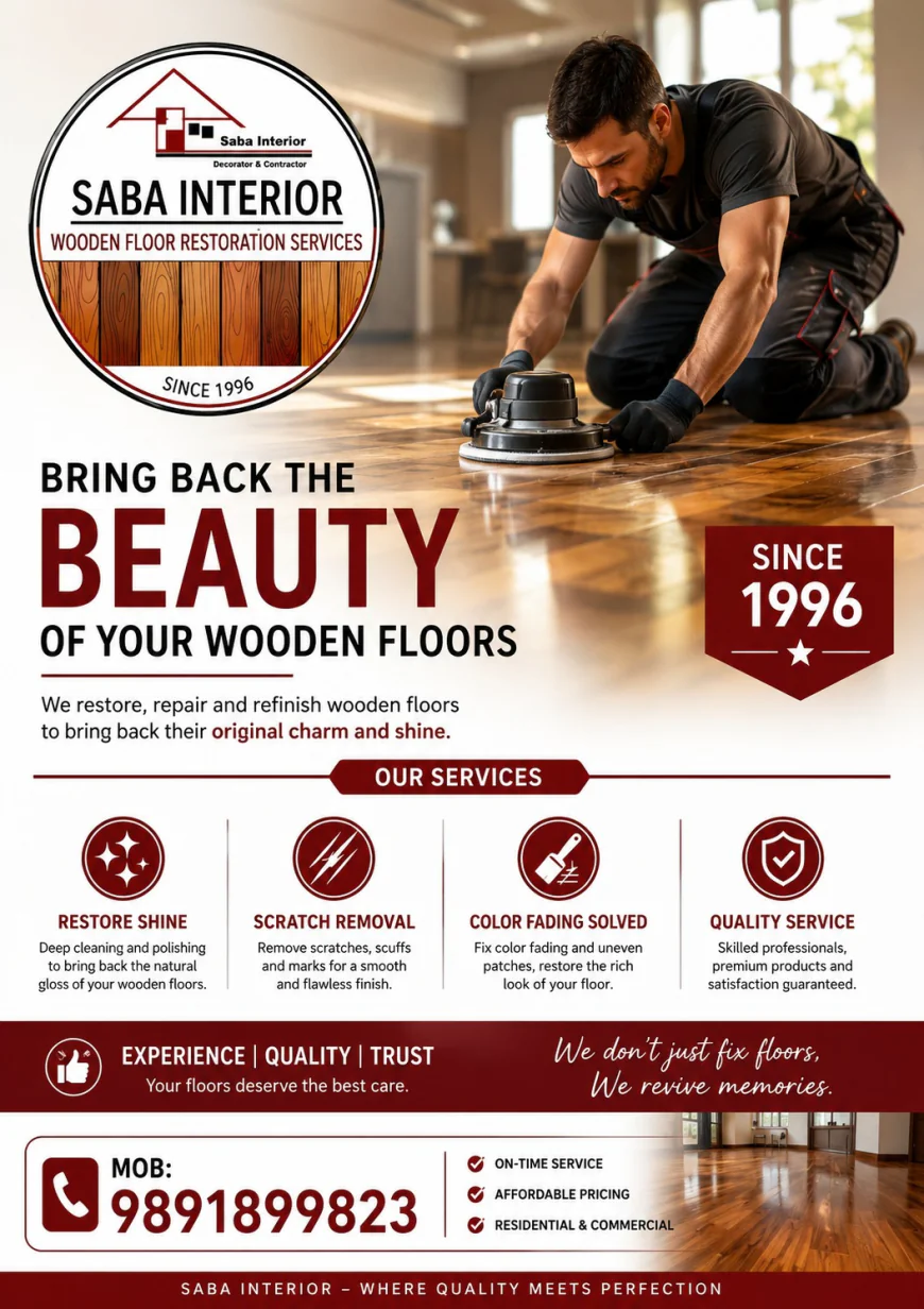 Wooden Floor Restoration in Faridabad – Professional Wooden Floor Polishing and Repair Services