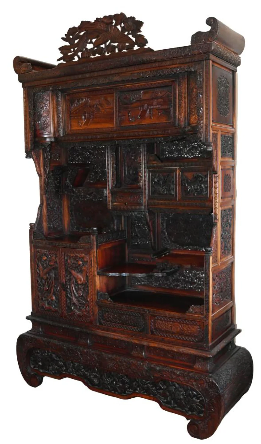 Japanese Carved Display Cabinet from the Meiji Period, Japan, Circa 1880