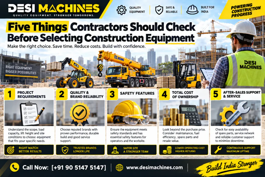 Five Things Contractors Should Check Before Selecting Construction Equipment