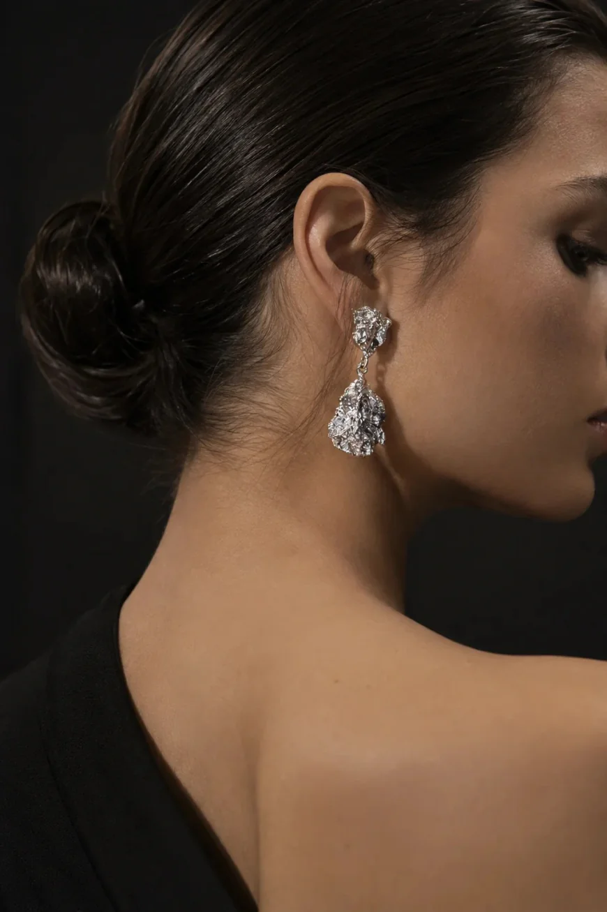 Explore Elegant Molten Texture Sterling Silver Drop Earrings