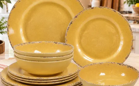 Outdoor Dinnerware Set, Bamboo Style Tableware, Eco Friendly Camping Plates, Patio Entertaining