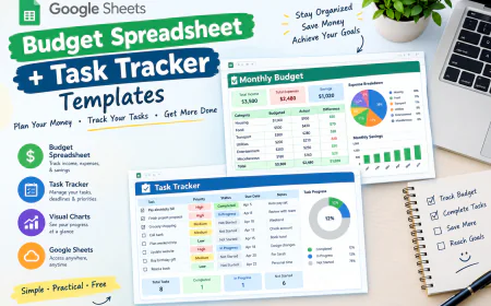 Budget Spreadsheet Google Sheets & Task Tracker Templates