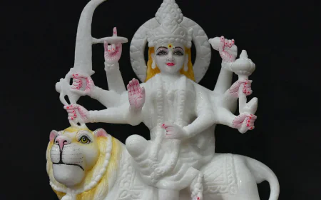 Durga Mata Marble Murti for Home: Custom Marble Sculptures
