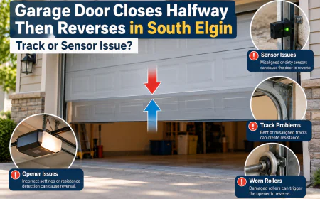 Garage Door Closes Halfway Then Reverses in South Elgin: Track or Sensor Issue?