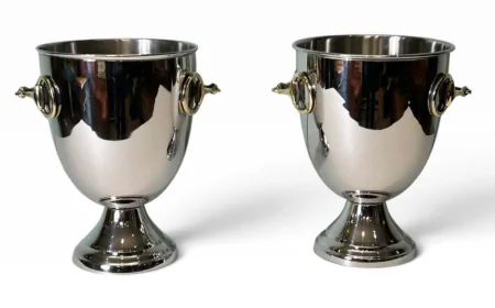 Pair French Silver Plate Champagne Coolers Wine Buckets – Elegant Equestrian-Inspired Barware