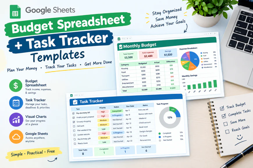Budget Spreadsheet Google Sheets & Task Tracker Templates