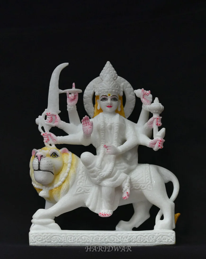 Durga Mata Marble Murti for Home: Custom Marble Sculptures
