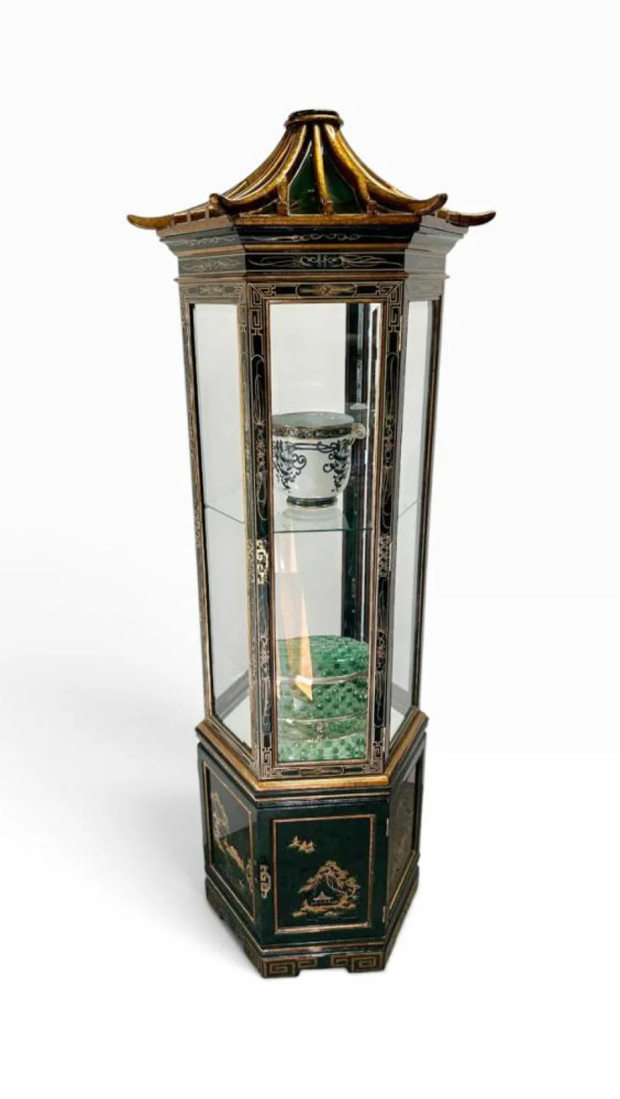 Chinese Chippendale Lacquer Display Cabinet Circa 1920