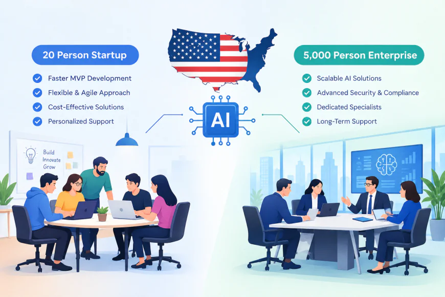 AI Development Companies in the USA: Which Type Fits a 20 Person Startup and Which Fits a 5,000-Person Enterprise?