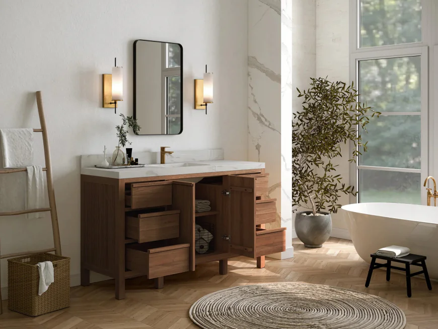 Impress Holiday Guests with a Handcrafted Solid Wood Powder Room Vanity