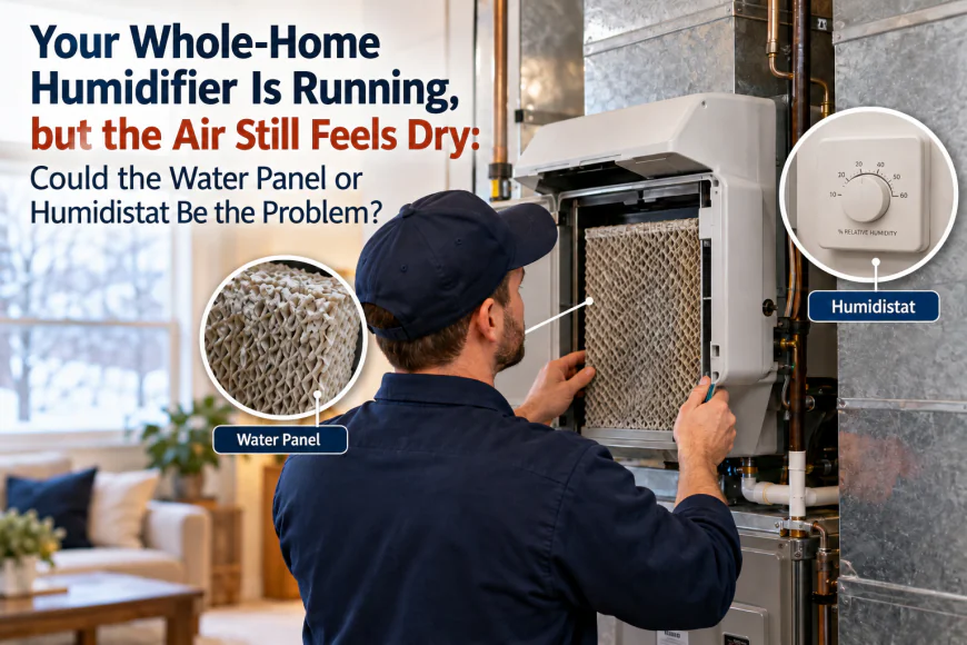 Your Whole-Home Humidifier Is Running, but the Air Still Feels Dry: Could the Water Panel or Humidistat Be the Problem?