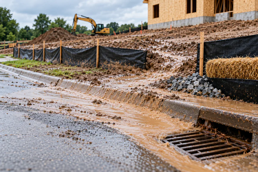 Muddy Runoff From a New Construction Site Keeps Reaching the Street Drain: Which Erosion-Control Measures Could Be Missing?