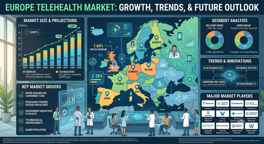 Europe Telehealth Market 2026 | Worth  USD 25.98 billion by 2034